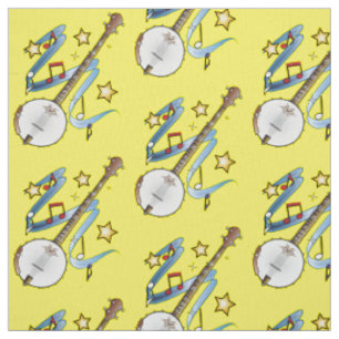 Banjo with Notes and Stars Fabric