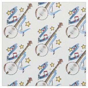 Banjo with Notes and Stars Fabric