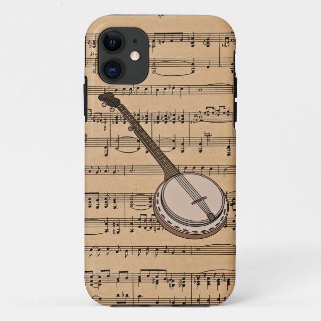 Banjo With Sheet Music Background Case-Mate iPhone Case (Back)