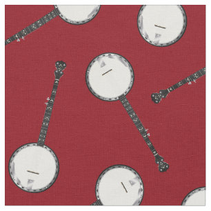 Banjos Music Musician Room Decor Red Fabric