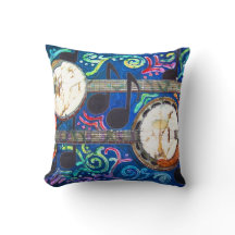 Banjos Polyester Throw Pillow 16" x 16"