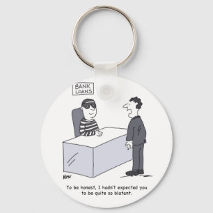 Bank Manager's Office. Funny Bank Loans Cartoon Key Ring