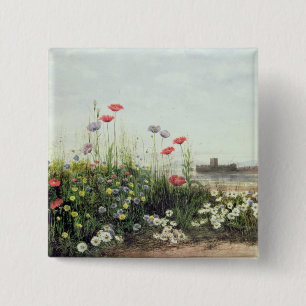 Bank of Summer Flowers 15 Cm Square Badge