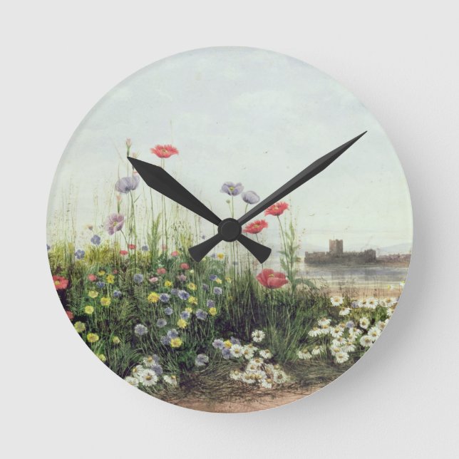 Bank of Summer Flowers Round Clock (Front)