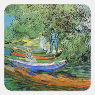 Bank of the Oise at Auvers by Vincent van Gogh Square Sticker
