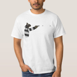 Bank Robber Cat Firing Bee Bee Gun T-Shirt