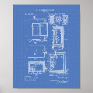 Bank Safe 1894 Patent Art Blueprint Poster