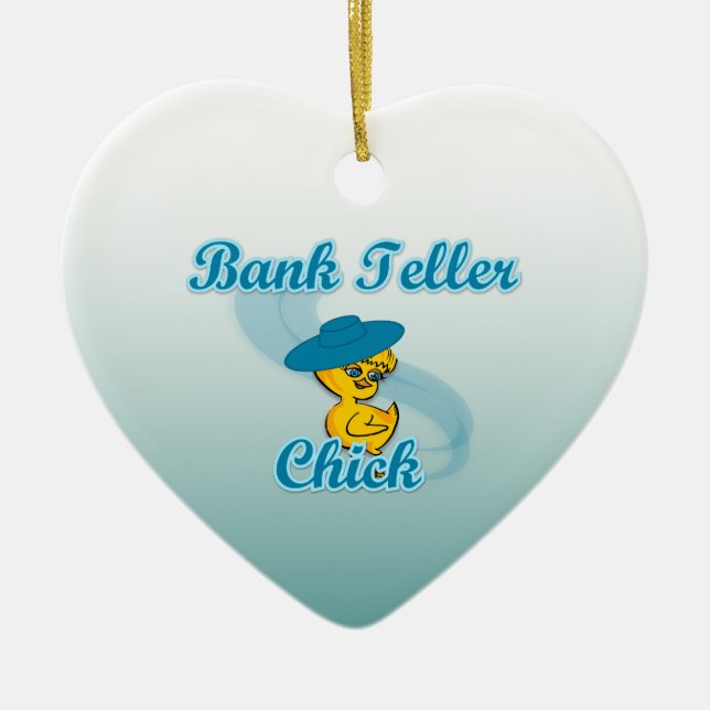 Bank Teller Chick #3 Ceramic Ornament (Front)