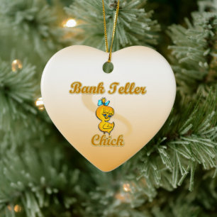 Bank Teller Chick Ceramic Tree Decoration
