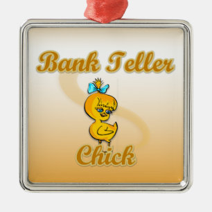 Bank Teller Chick Metal Ornament