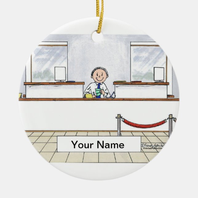 Bank Teller - Male Ceramic Ornament (Front)