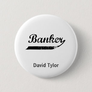 Banker typography 6 cm round badge