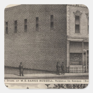 Banks Hardware, Russell Bank, Kansas Square Sticker