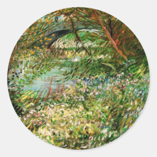 Banks of Seine, Pont de Clichy by Vincent van Gogh Classic Round Sticker