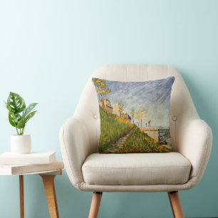 Banks of Seine, Pont de Clichy by Vincent van Gogh Cushion