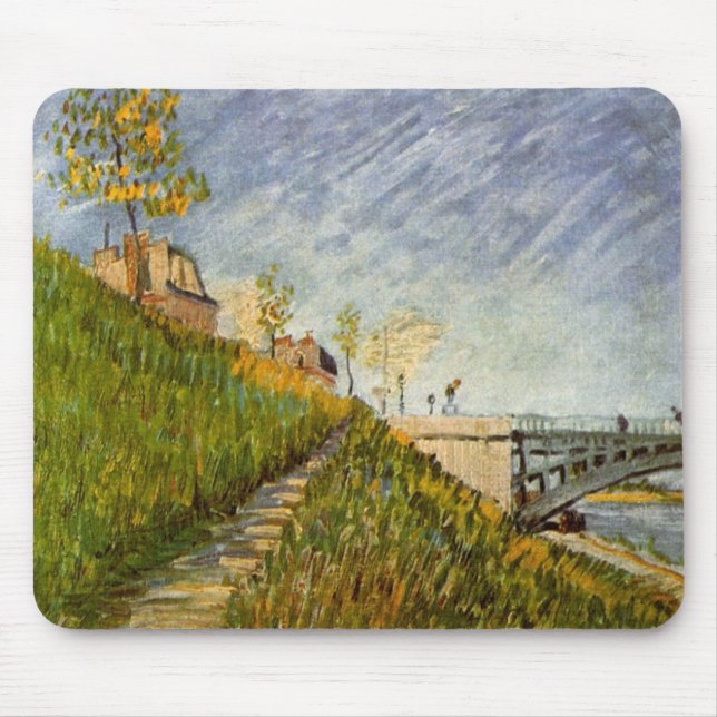 Banks of Seine, Pont de Clichy by Vincent van Gogh Mouse Pad (Front)