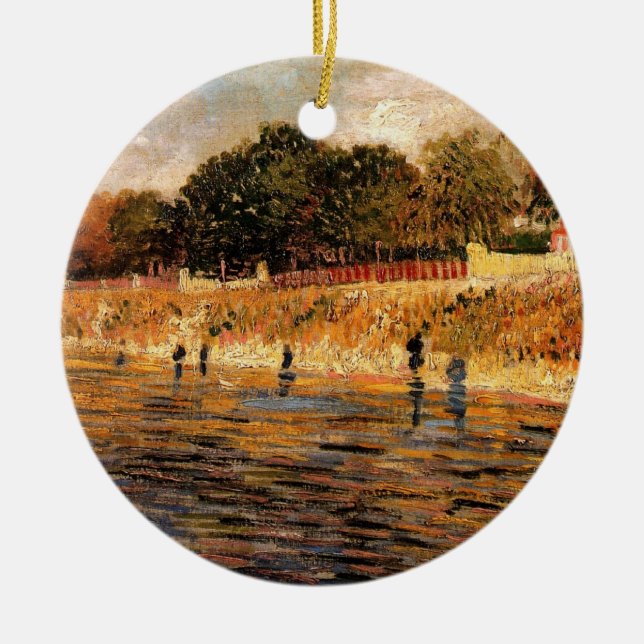 Banks of the Seine by Vincent van Gogh Ceramic Ornament (Front)