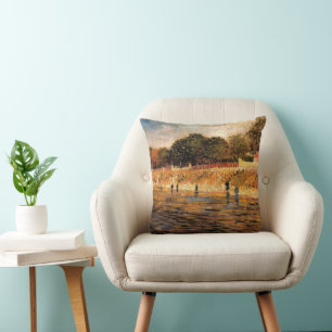 Banks of the Seine by Vincent van Gogh Cushion
