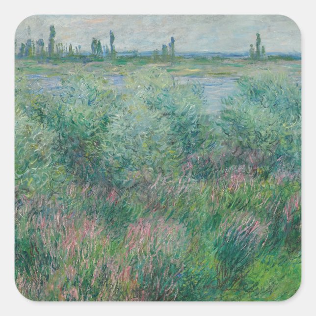 Banks of the Seine near Vétheuil, Monet 1881 Square Sticker (Front)