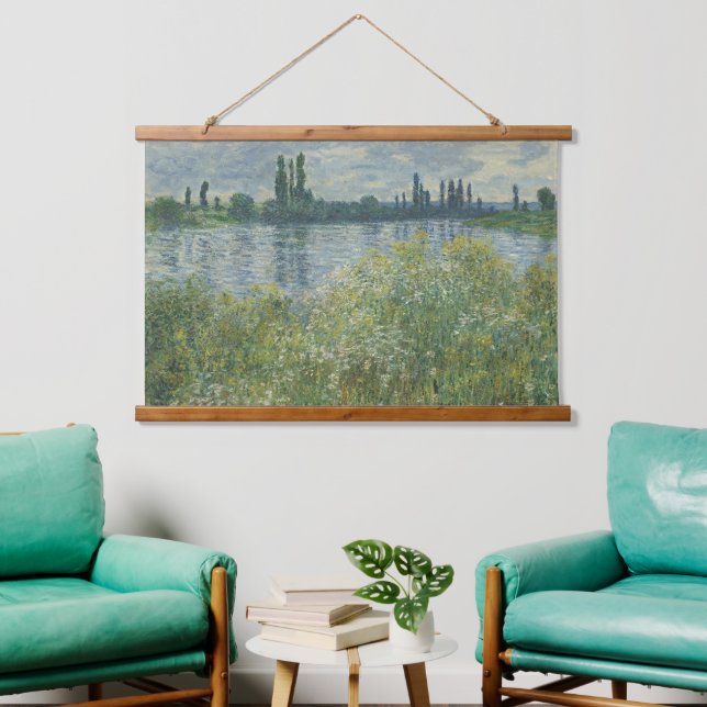 Banks of the Seine, Vétheuil, 1880 | River view Hanging Tapestry (Living Room)