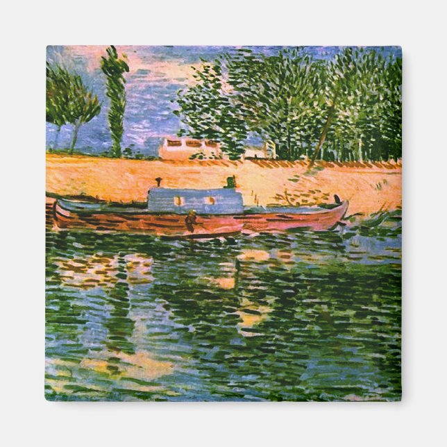 Banks of the Seine with Boats Van Gogh Fine Art Magnet (Front)