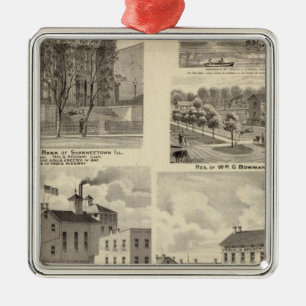 Banks, residences and breweries in Shawneetown Metal Ornament
