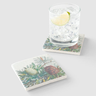 Banksia Flowers Ellis Rowan 1782 Stone Coaster