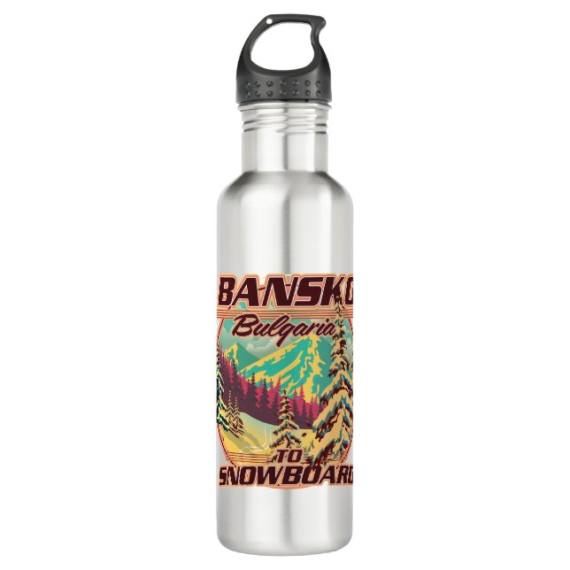 Bankso Bulgaria to Snowboard logo 710 Ml Water Bottle (Front)