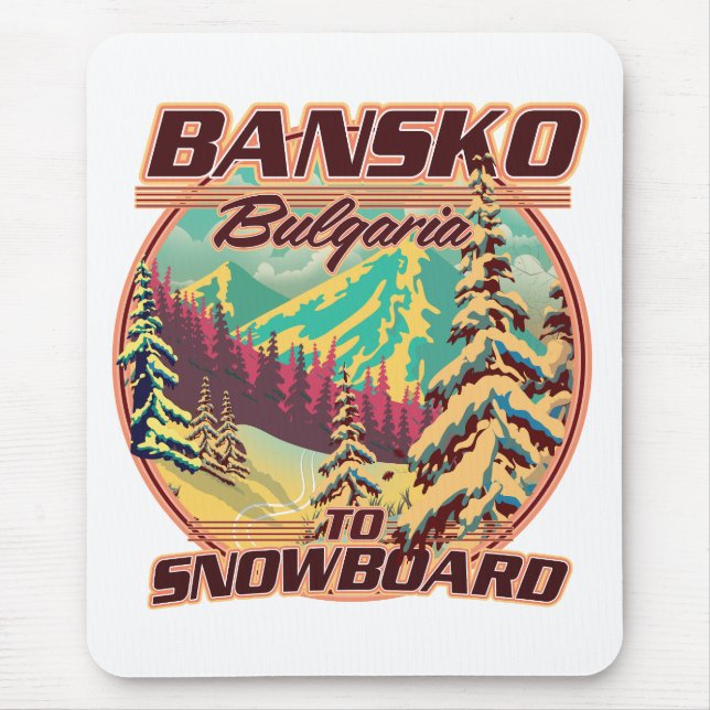 Bankso Bulgaria to Snowboard logo Mouse Pad (Front)
