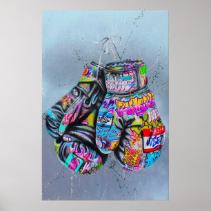 Banksy Boxing Gloves Poster, Banksy Graffiti Stree Poster