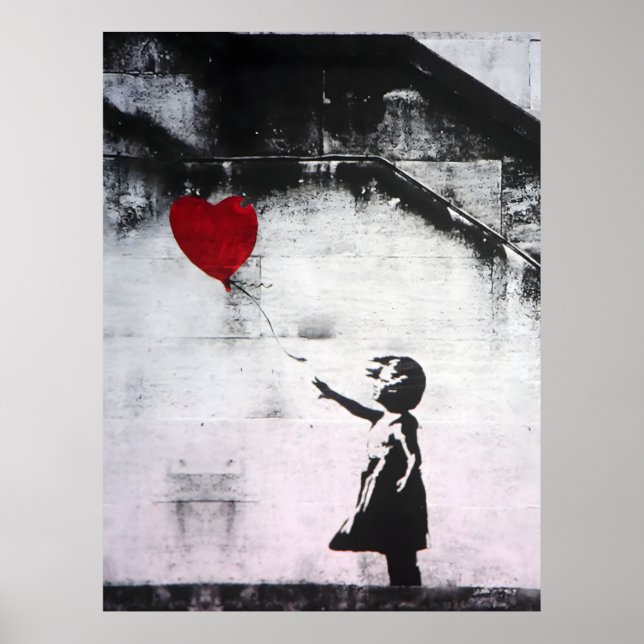 Banksy Graffiti - Girl with A Red Balloon, Street  Poster (Front)
