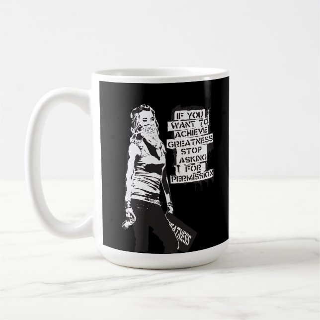 Banksy If you want to achieve greatness black Coffee Mug (Left)