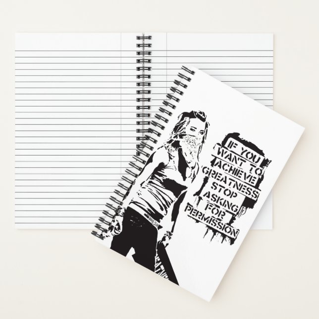 Banksy If you want to achieve greatness black Notebook (Inside)