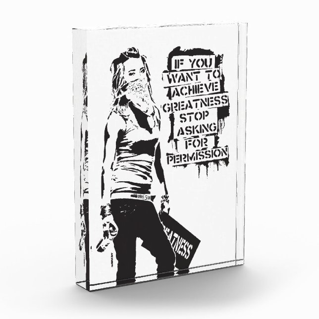 Banksy If you want to achieve greatness black Photo Block (Left)