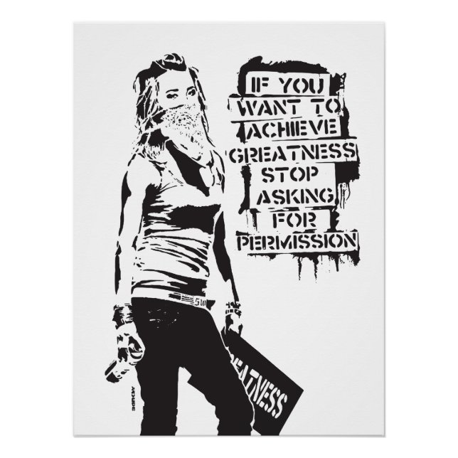 Banksy If you want to achieve greatness black Poster (Front)