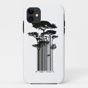 Banksy Style Barcode Trees illustration iPhone 11 Case