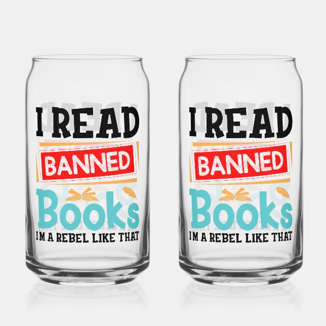 Banned Books Awareness Literacy Rebel Can Glass (Front)