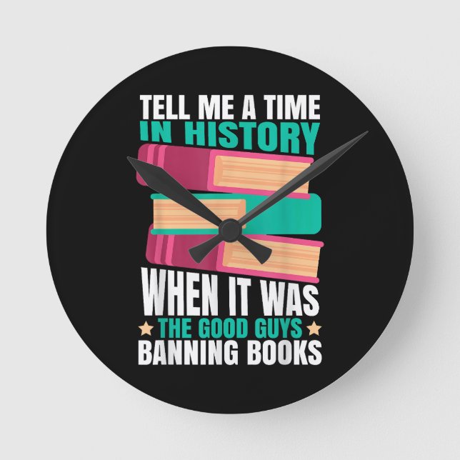 Banned Books Quote  Round Clock (Front)