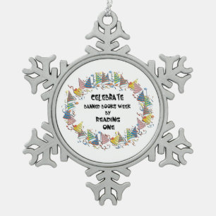 Banned Books Week Party Snowflake Pewter Christmas Ornament