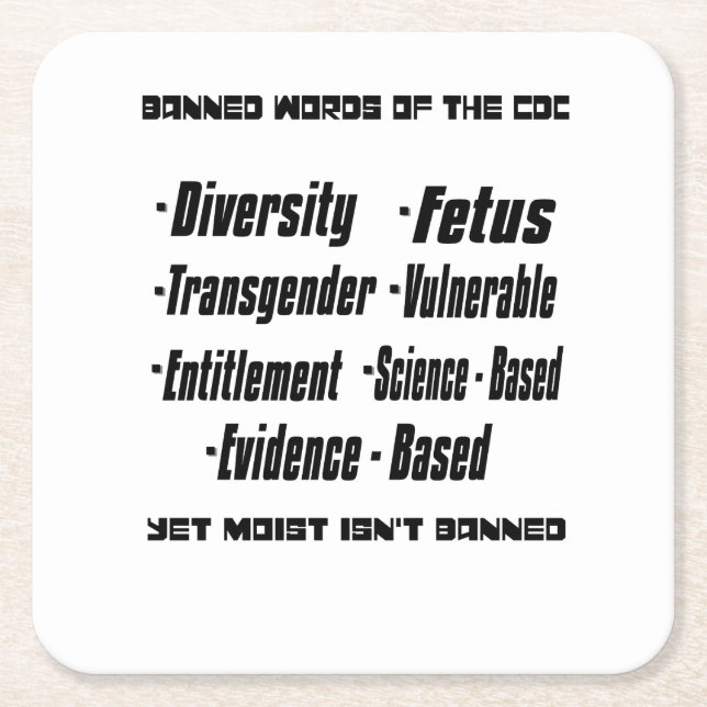 Banned Words Of The CDC Coaster (Front)