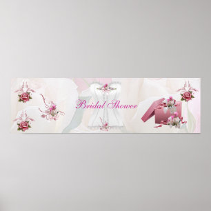 Banner Bridal Shower White Pink Corset Poster
