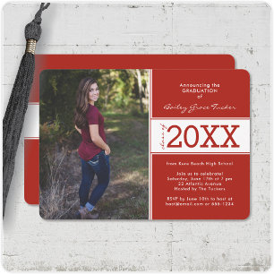 Banner Class of Any Year Red Graduation Invitation