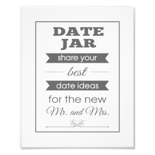 Banner Date Jar Wedding Sign Photo Print - Grey
