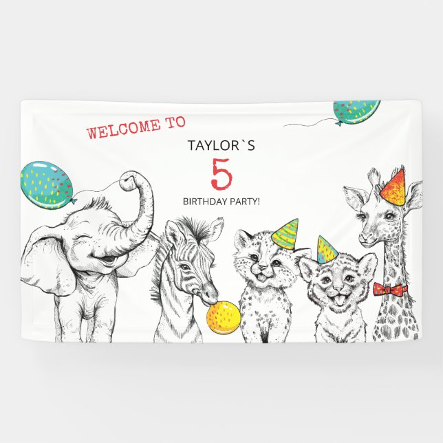 Banner for 5th birthday party. (Horizontal)