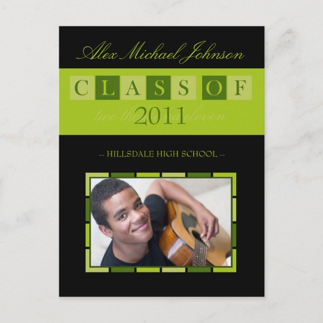 Banner Graduation Announcement Postcard (lime) (Front)