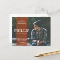 Banner Orange Photo Graduation Announcement