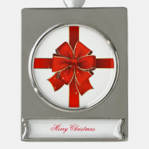 Banner Ornament - Silver Plated/Bow