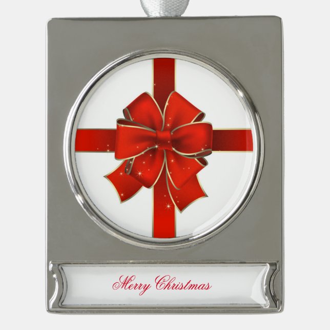 Banner Ornament - Silver Plated/Bow (Front)