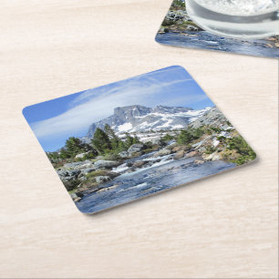 Banner Peak from Thousand Island - Sierra Nevada Square Paper Coaster