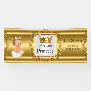 Banner Princess Baby Shower Gold White Blonde Girl
